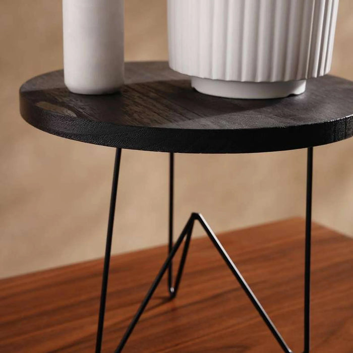 Paulo Wooden Decorative Stand Dia25X20Cm - Black