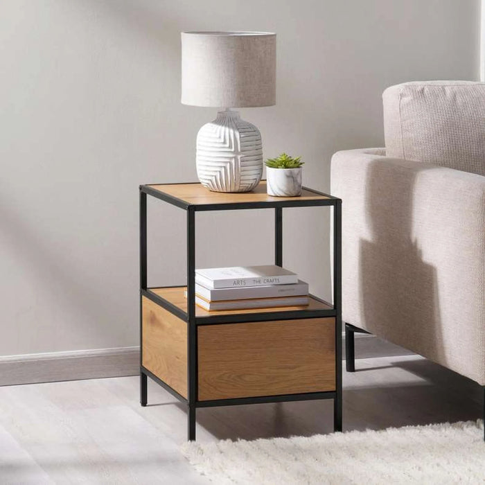 Pavia End Table With Shelf - Natural Black
