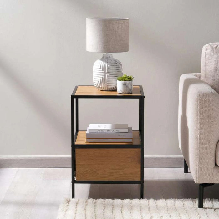 Pavia End Table With Shelf - Natural Black