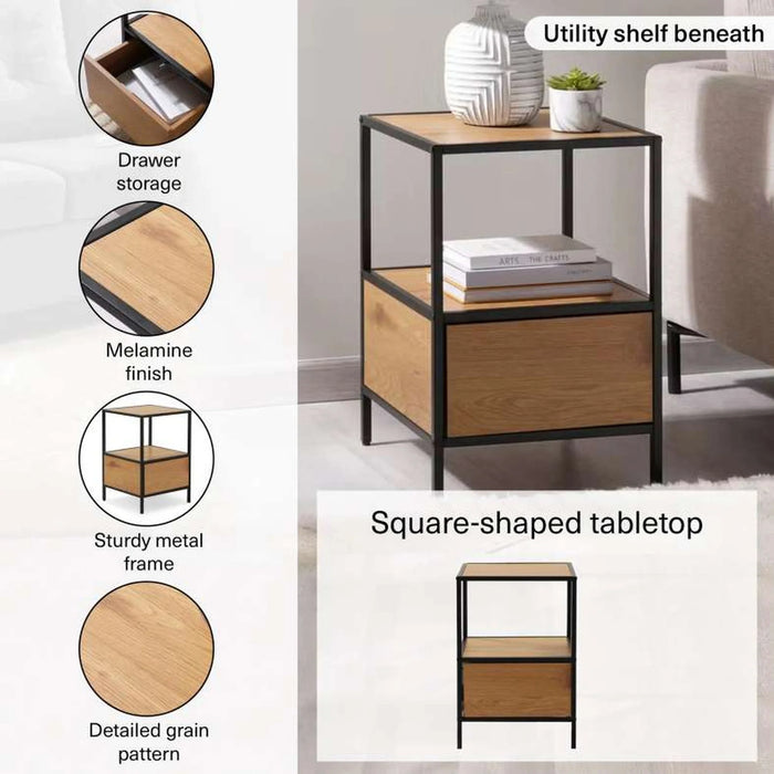Pavia End Table With Shelf - Natural Black