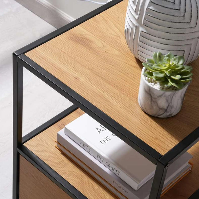 Pavia End Table With Shelf - Natural Black