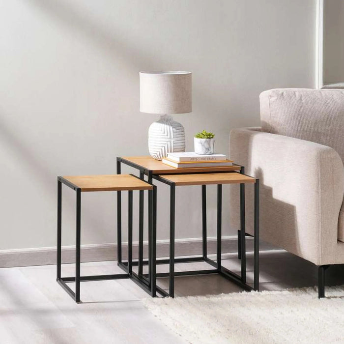 Pavia Nest Of Table Set Of 3 Melamine - Natural Black Pan Home