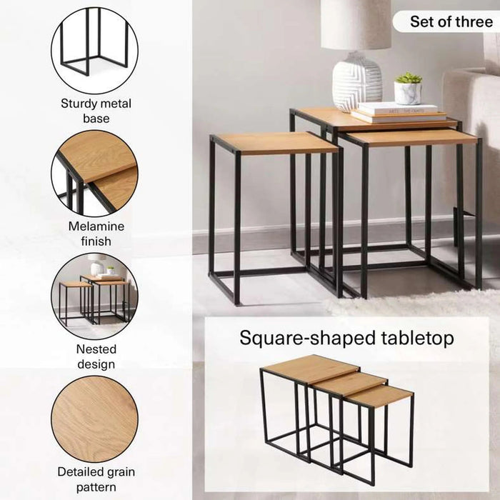 Pavia Nest Of Table Set Of 3 Melamine - Natural Black Pan Home