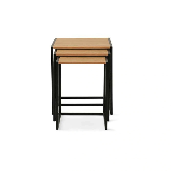 Pavia Nest Of Table Set Of 3 Melamine - Natural Black Pan Home