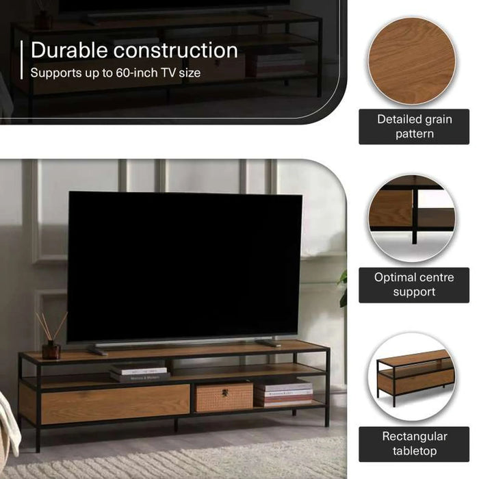 Pavia Tv Unit Upto 60 Inches Melamine - Natural Black