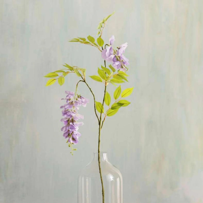 Pea Blossom Artificial Two Stem Spray H85 - Purple