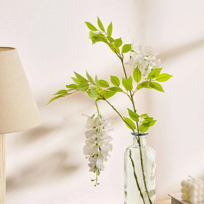 Pea Blossom Artificial Two Stem Spray H85Cm - White