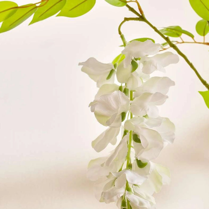 Pea Blossom Artificial Two Stem Spray H85Cm - White
