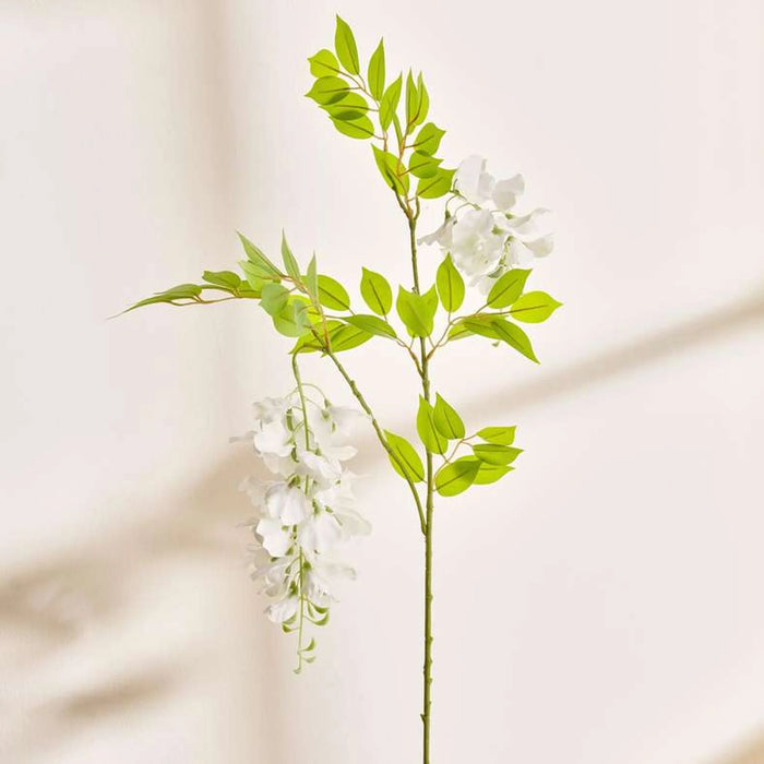 Pea Blossom Artificial Two Stem Spray H85Cm - White
