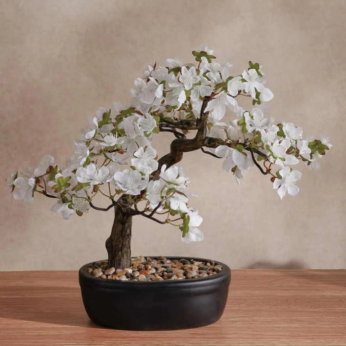 Peach Blossom With Ceramic Pot H34Cm - White Pan Home