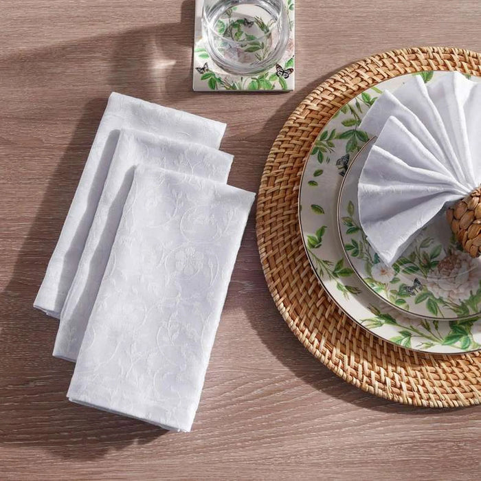 Pearl Jacquard 4 Piece Napkin Set 42X42Cm - White