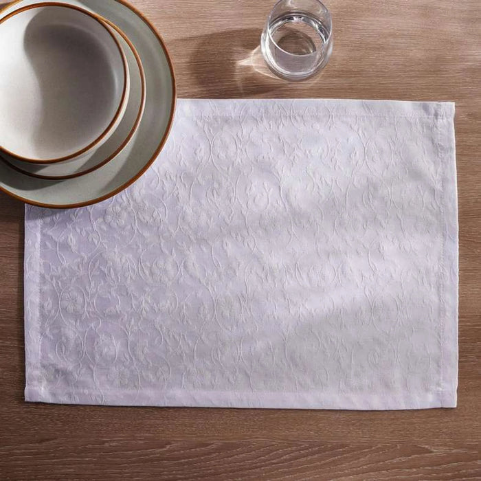 Pearl Jacquard 4 Piece Placemat Set 33X48Cm - White