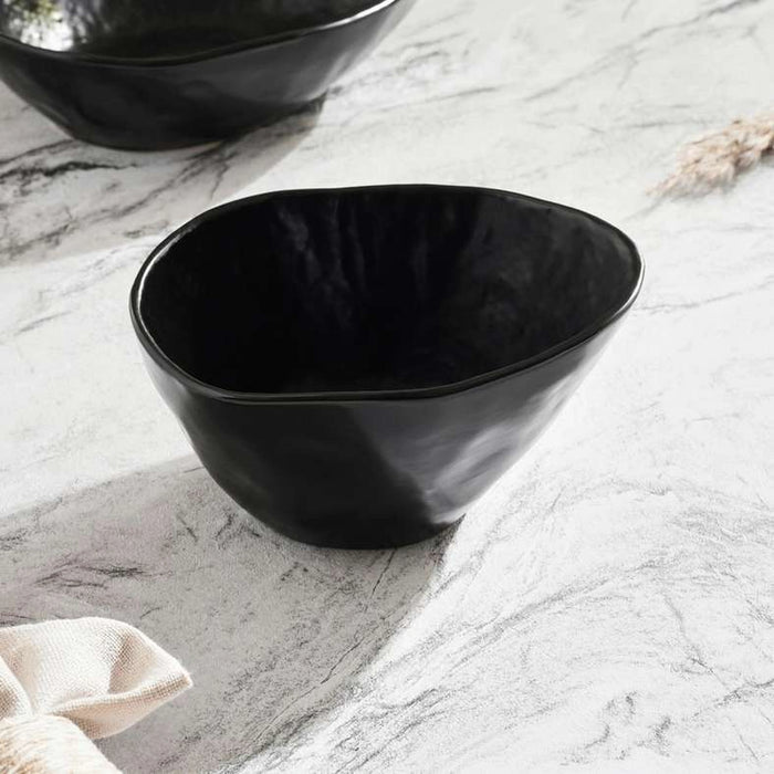 Pebbly Stoneware Cereal Bow - Black