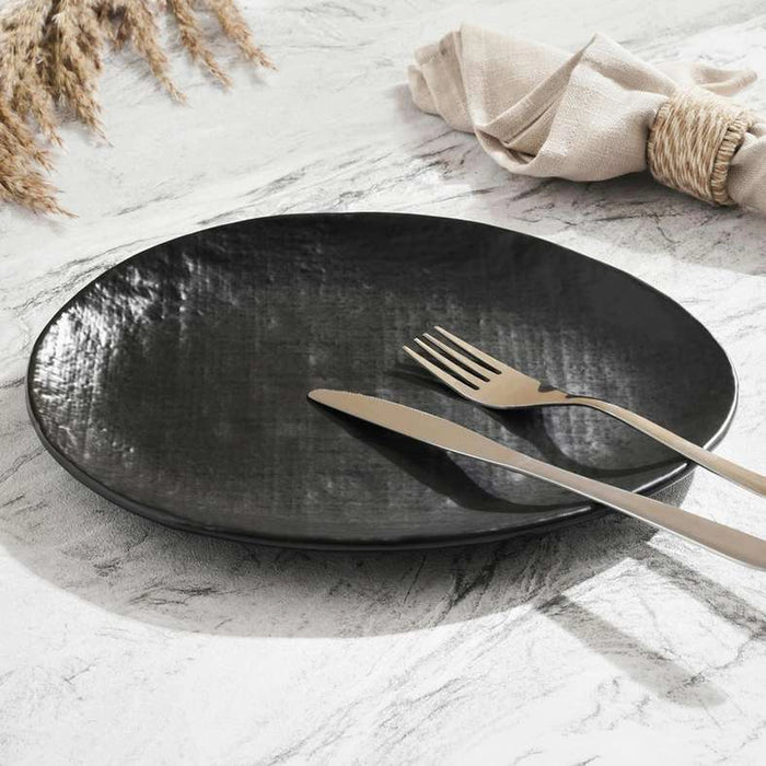 Pebbly Stoneware Dinner Plate - Black