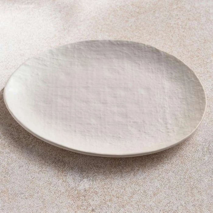 Pebbly Stoneware Dinner Plate 27.7X22.5X2.4Cm -Off White