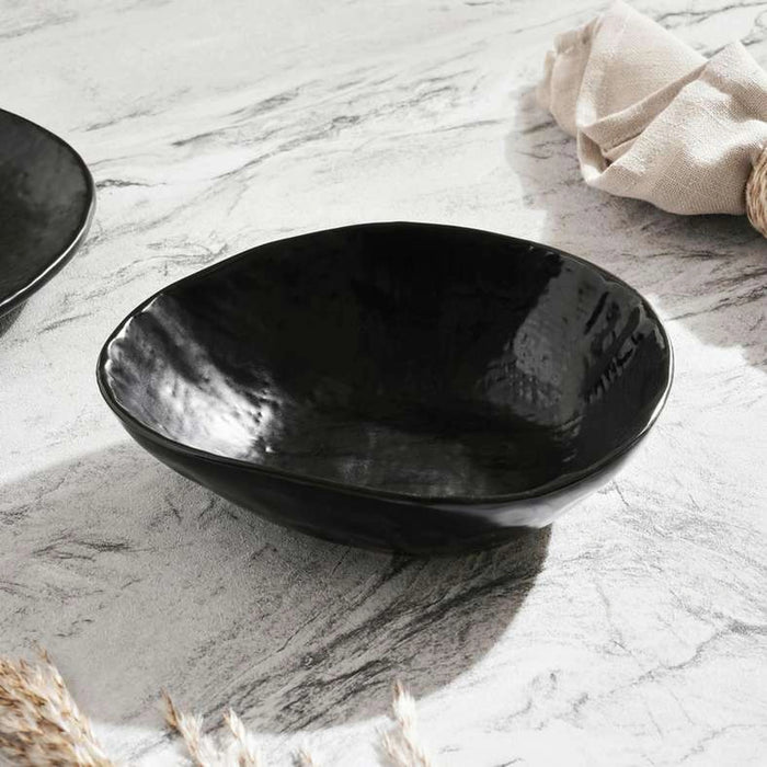 Pebbly Stoneware Soup Bowl - Black
