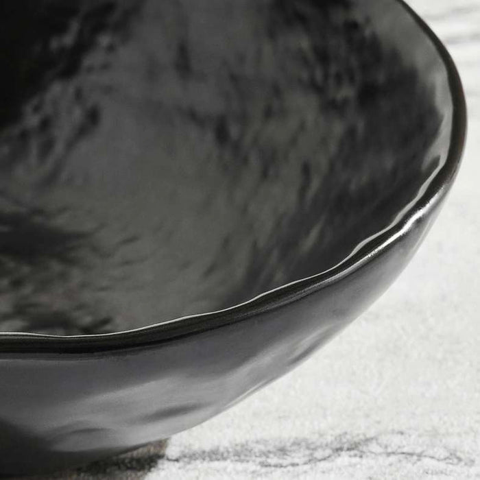 Pebbly Stoneware Soup Bowl - Black
