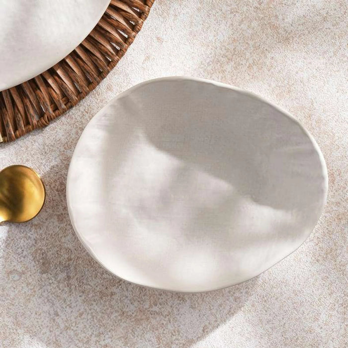 Pebbly Stoneware Soup Bowl 19X15.5X5.3Cm -Off White