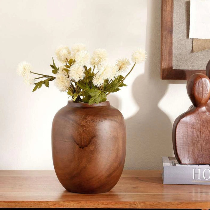 Pecan Wooden Decor Vase 20X20X32Cm - Brown