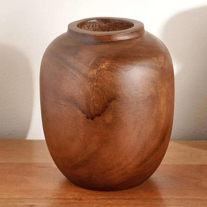 Pecan Wooden Decor Vase 20X20X32Cm - Brown