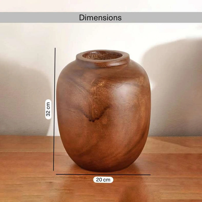 Pecan Wooden Decor Vase 20X20X32Cm - Brown