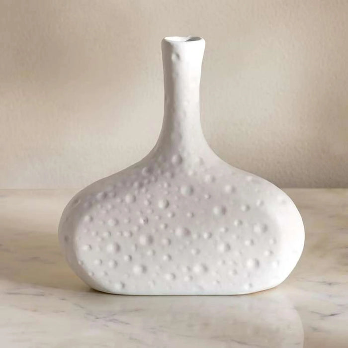 Penny Ceramic Fluted Decor Vase 14X3.7X15Cm - White