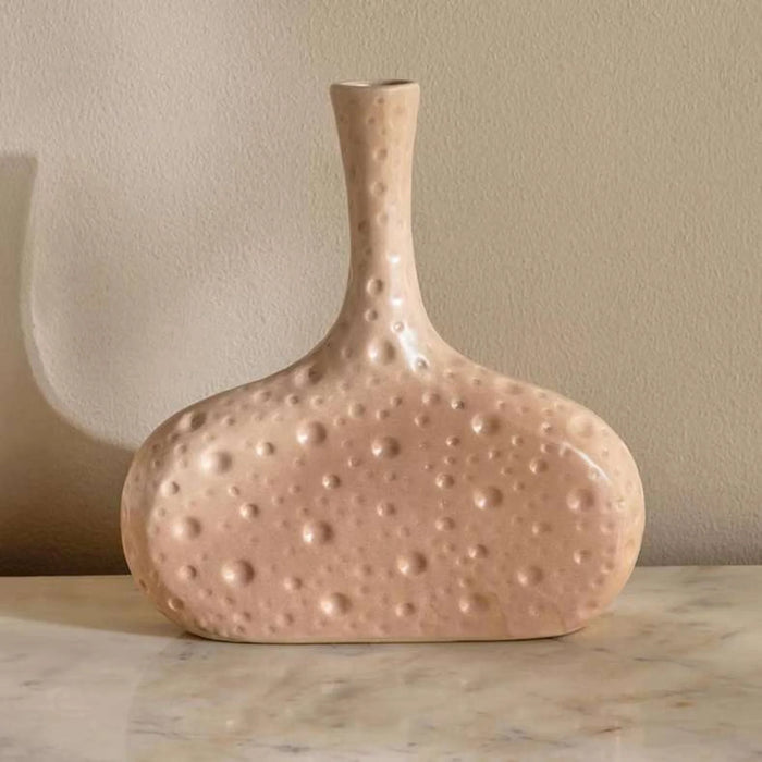 Penny Ceramic Fluted Decor Vase 19X5X21Cm - Brown