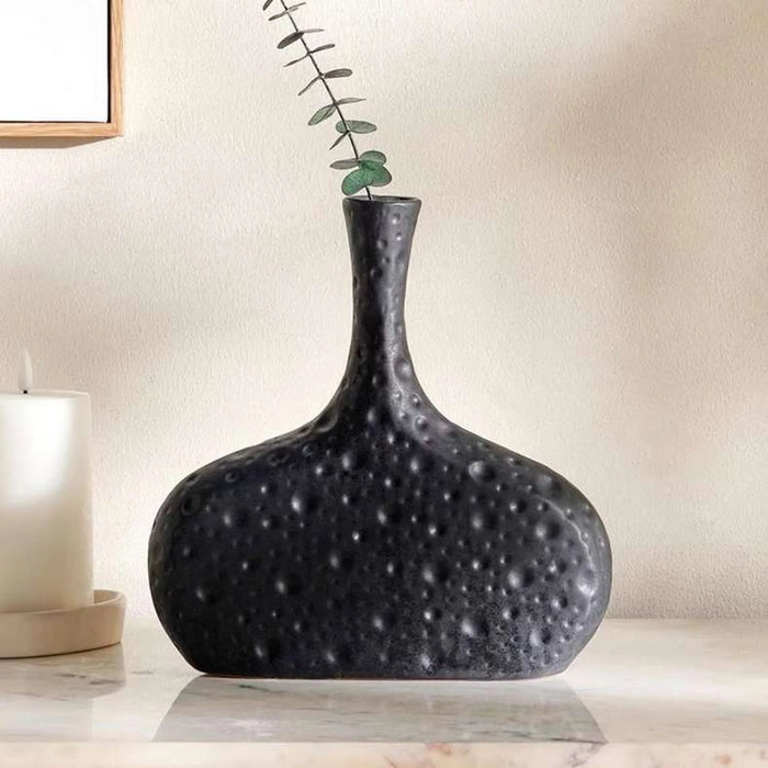 Penny Ceramic Fluted Decor Vase 23.5X5.3X25Cm - Black