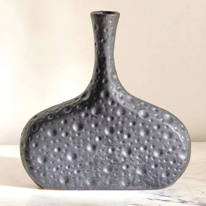 Penny Ceramic Fluted Decor Vase 23.5X5.3X25Cm - Black