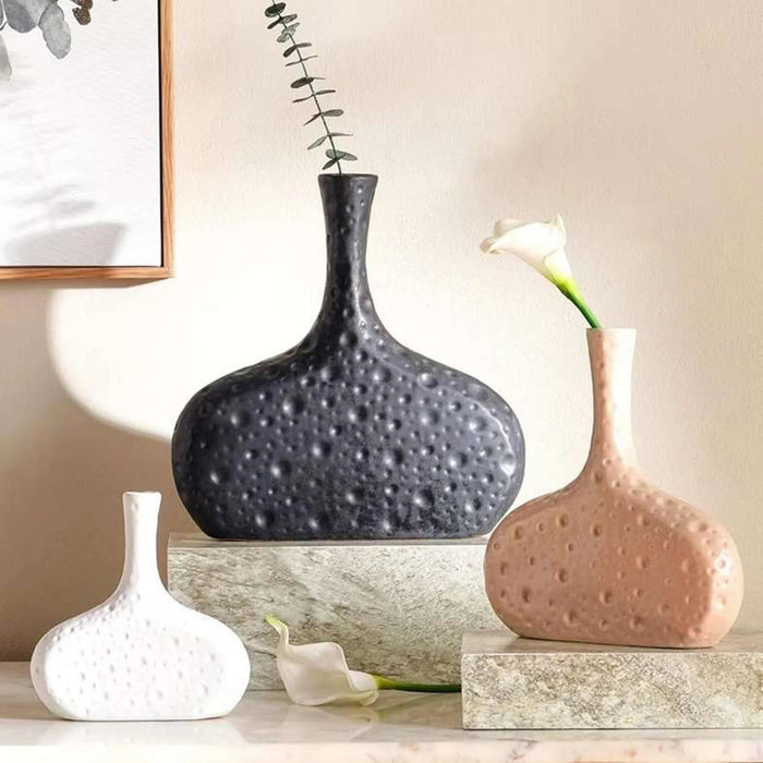 Penny Ceramic Fluted Decor Vase 23.5X5.3X25Cm - Black