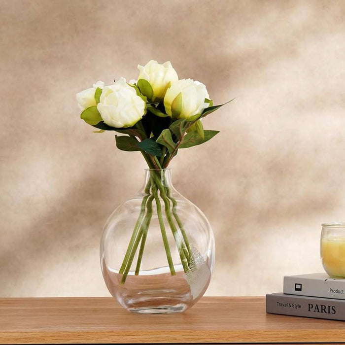 Peony Artificial Flower 8Pcs Set H26Cm - White