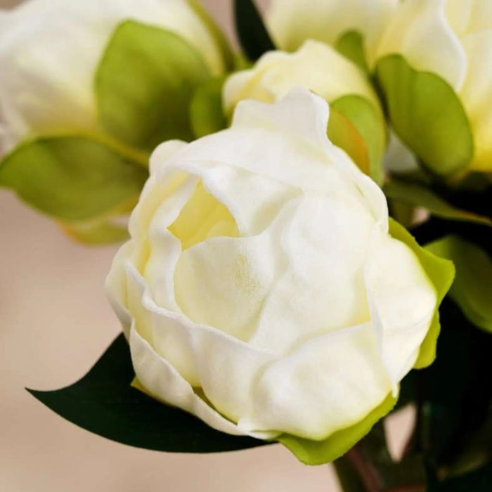 Peony Artificial Flower 8Pcs Set H26Cm - White