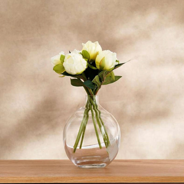 Peony Artificial Flower 8Pcs Set H26Cm - White