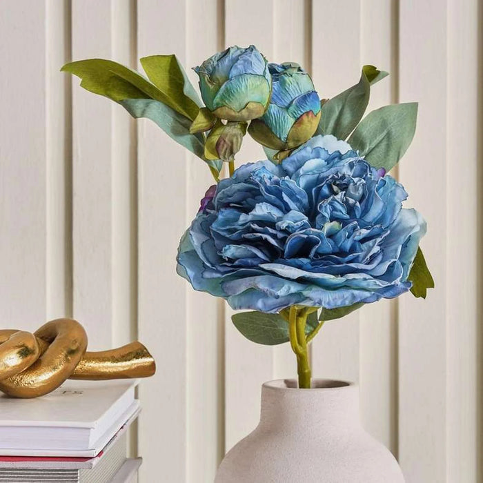 Peony Single Stem Flower With 3 Head H64Cm - Blue