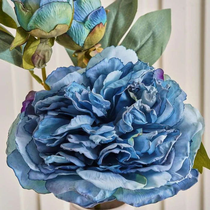 Peony Single Stem Flower With 3 Head H64Cm - Blue