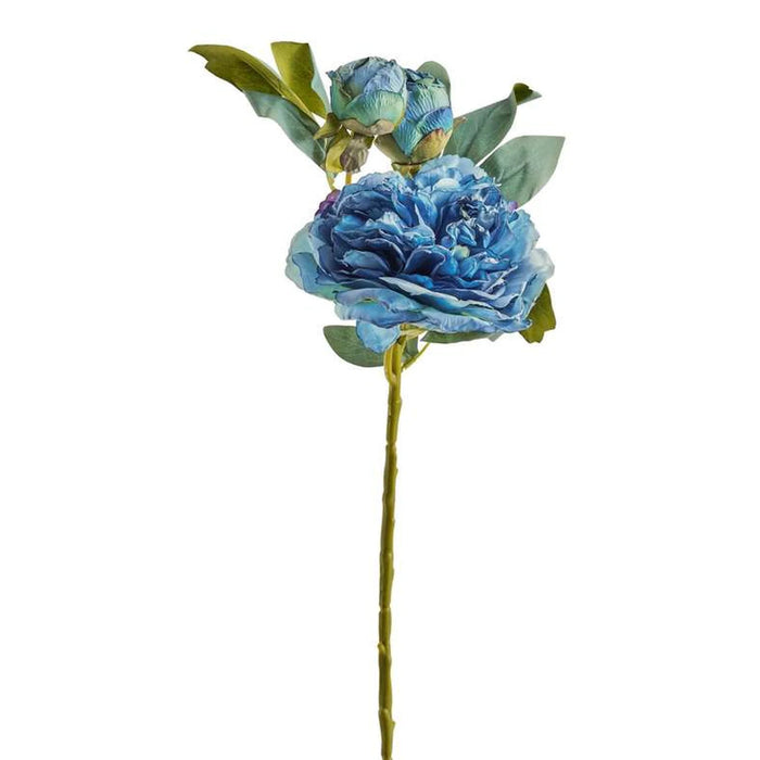 Peony Single Stem Flower With 3 Head H64Cm - Blue