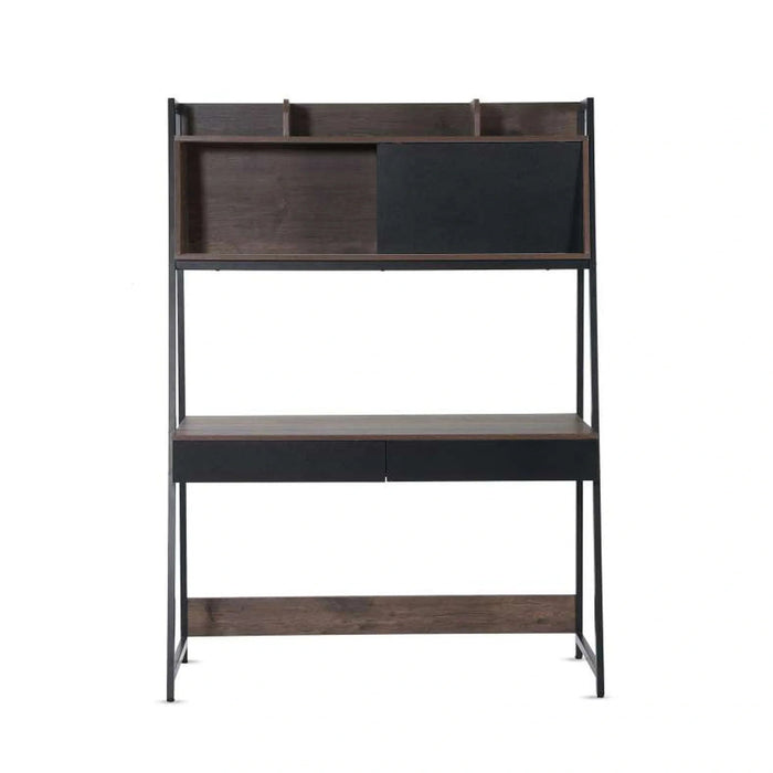 Peoria Writing Desk With Drawer Top Shelves - Black Pan Home