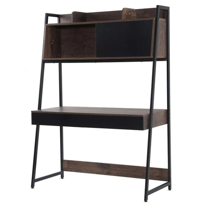 Peoria Writing Desk With Drawer Top Shelves - Black Pan Home
