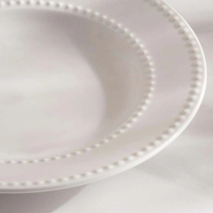 Perlee Beaded New Bone China Soup Plate - White Pan Home