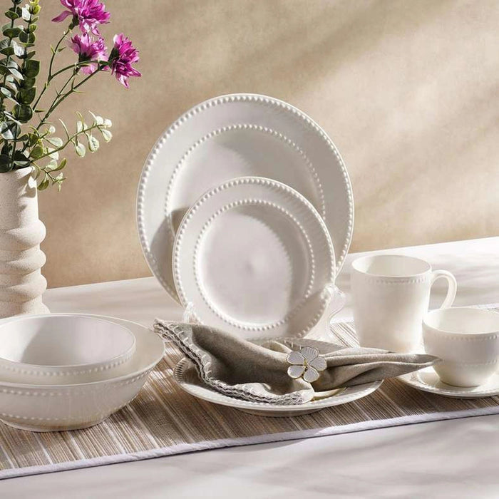 Perlee Beaded New Bone China Tea Cup Saucer 220Ml - White Pan Home