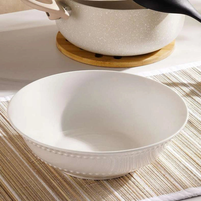 Perlee Beaded New Bone China Vegetable Bowl - White