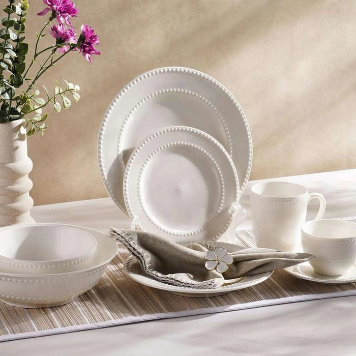 Perlee Beaded New Bone China Vegetable Bowl - White