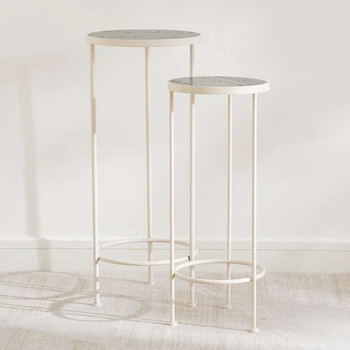 Perth 2 Pc Set Round Planter Stand 28X28X70Cm, 23X23X60Cm - Grey