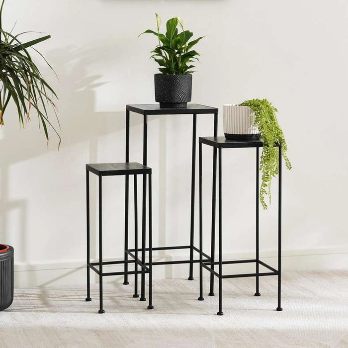 Perth 3 Pc Set Square Planter Stand 28X28X70Cm, 23X23X60Cm, 18X18X50 - Grey