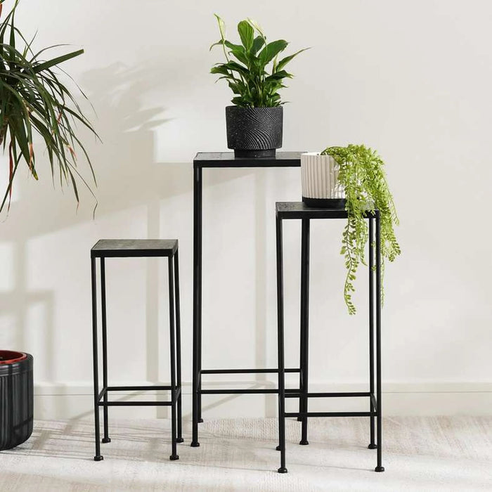 Perth 3 Pc Set Square Planter Stand 28X28X70Cm, 23X23X60Cm, 18X18X50 - Grey