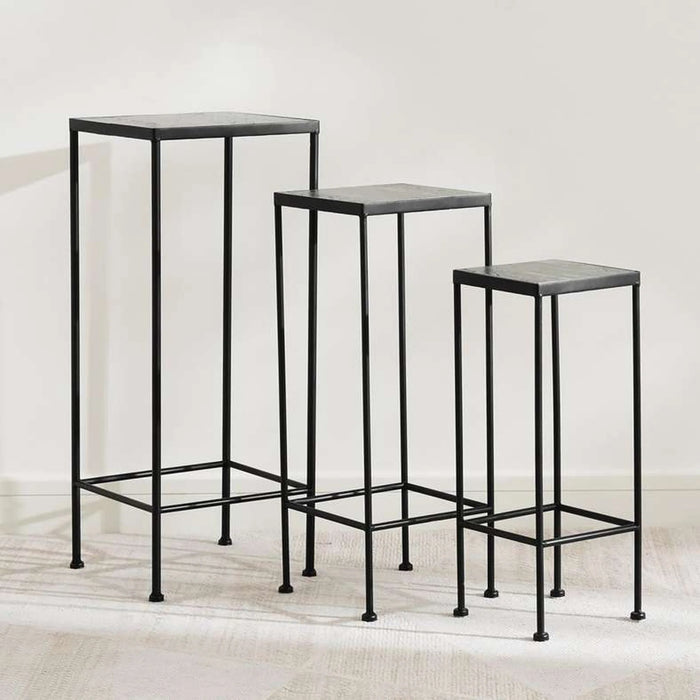Perth 3 Pc Set Square Planter Stand 28X28X70Cm, 23X23X60Cm, 18X18X50 - Grey