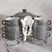 Petronella Stoneware 15-Piece Soup Set With Stand - Dark Grey Pan Home