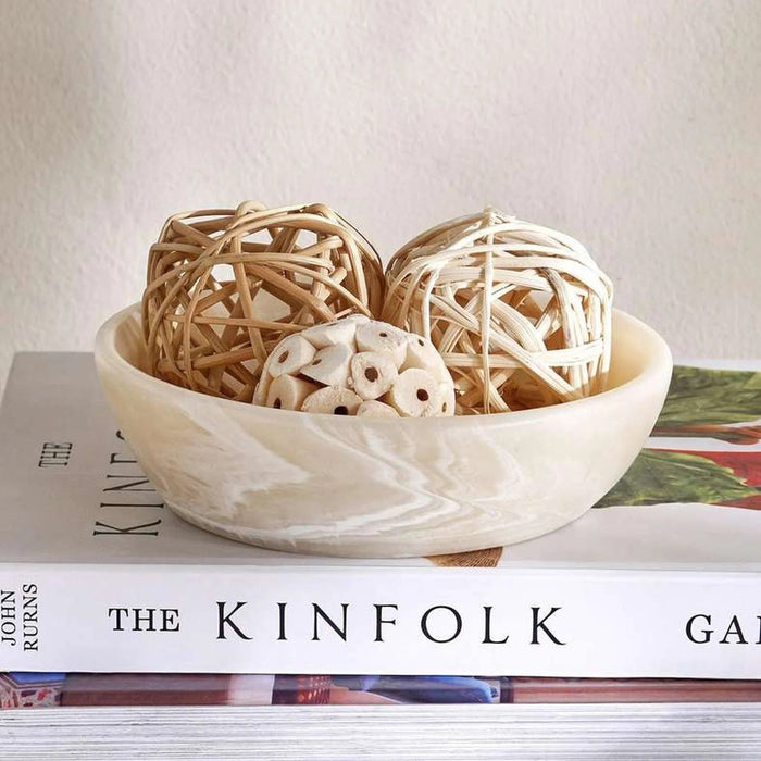 Pheobe Resin Decor Bowl Dia13.7X3.8Cm - White Pan Home