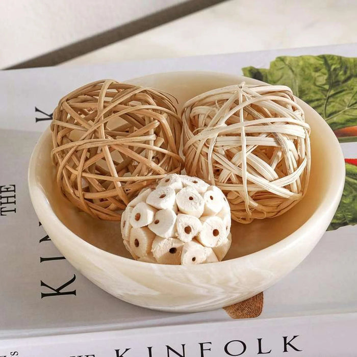 Pheobe Resin Decor Bowl Dia13.7X3.8Cm - White Pan Home