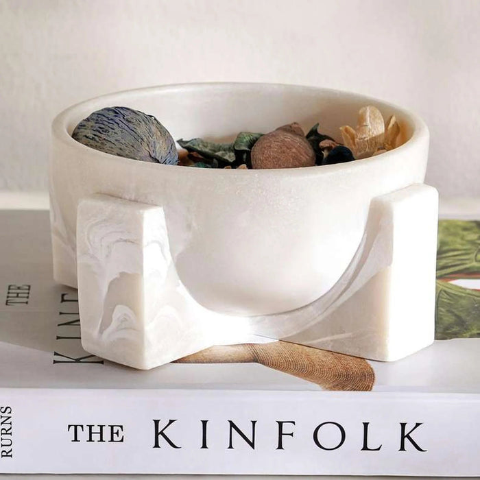 Pheobe Resin Footed Bowl 12.7X12.7X6Cm - White Pan Home